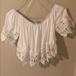 Charlotte Russe off the shoulder cropped shirt